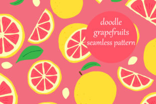 Fun Scattered Doodle Grapefruits Pattern