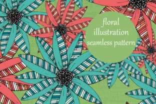 Hand Drawn Stripe Doodle Flowers Pattern